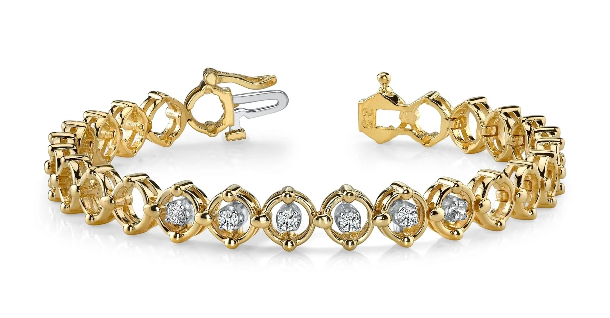 Diamond Compass Link Bracelet In Diamond with 0.60 ct.(finished) 3mm