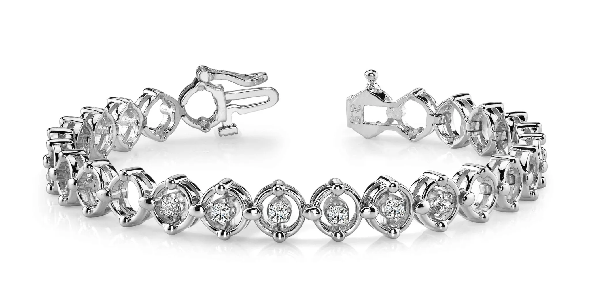 Diamond Compass Link Bracelet In Diamond with 0.60 ct.(finished) 3mm