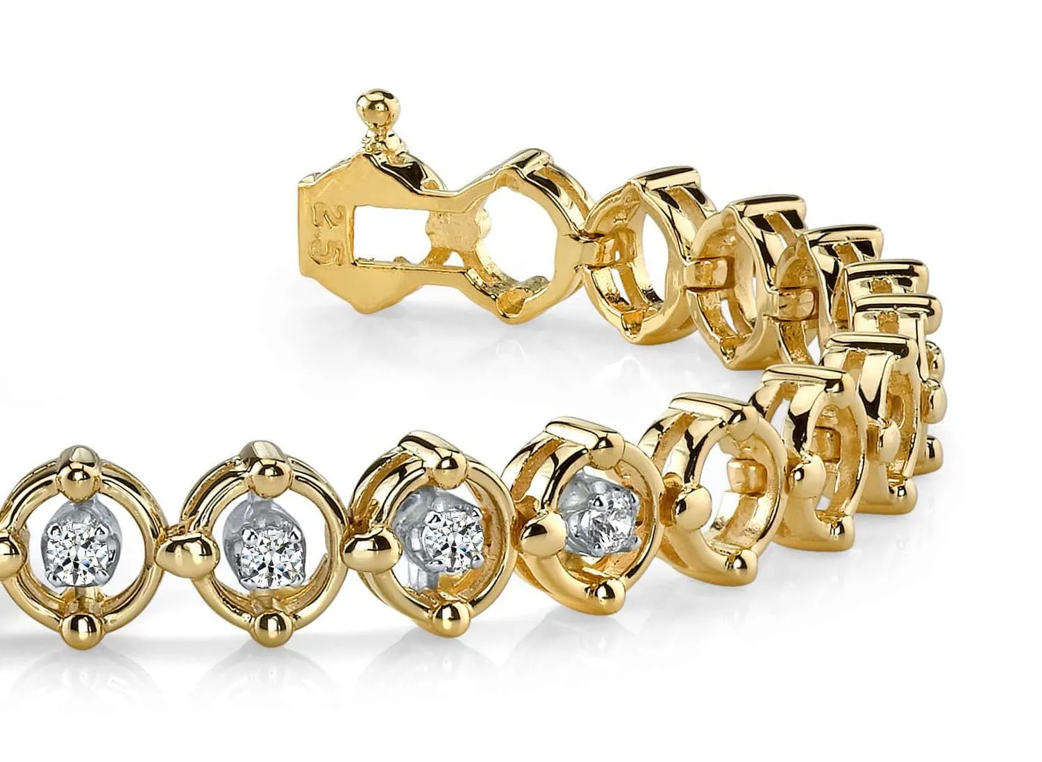 Diamond Compass Link Bracelet In Diamond with 0.60 ct.(finished) 3mm