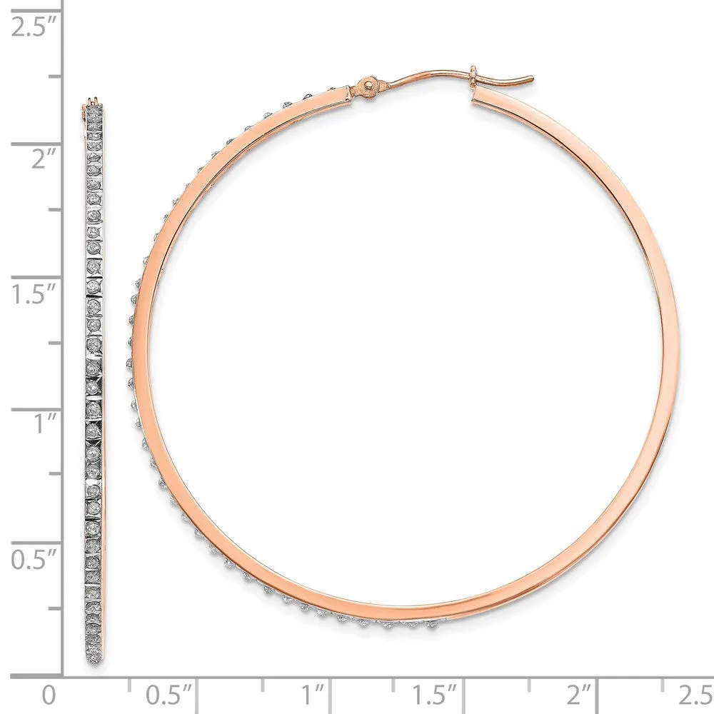 Diamond Fascination 14KT Rose Gold 52X2MM Diamond Accent Hoop Earrings