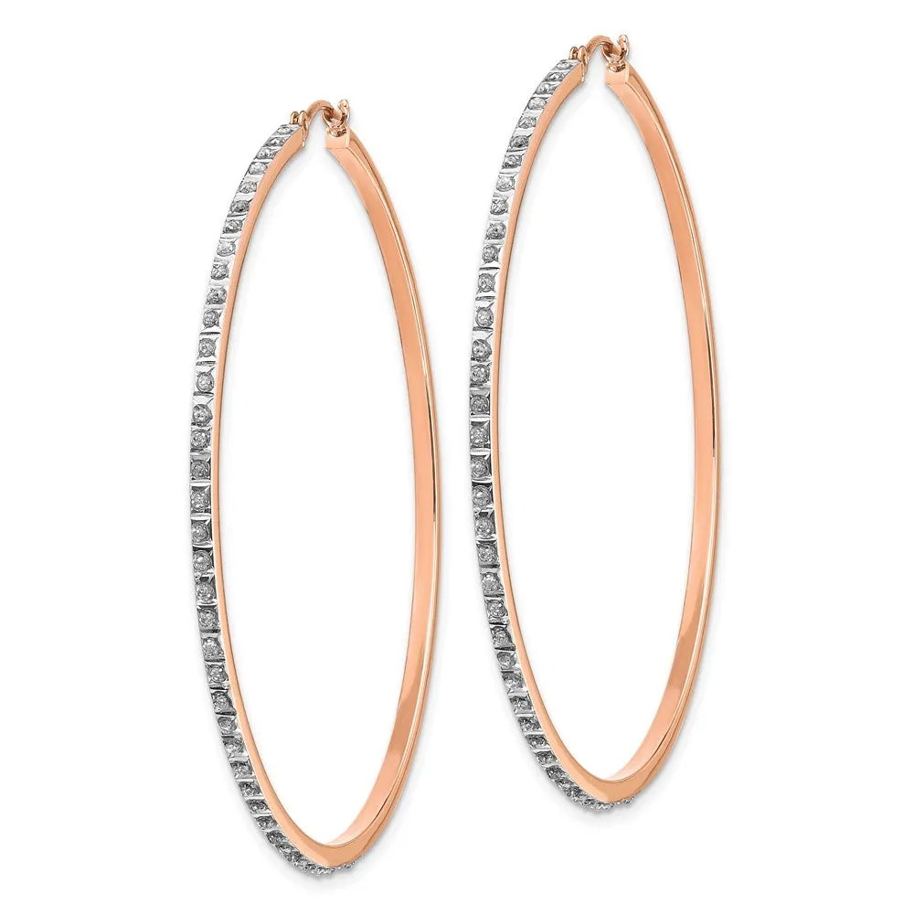 Diamond Fascination 14KT Rose Gold 52X2MM Diamond Accent Hoop Earrings