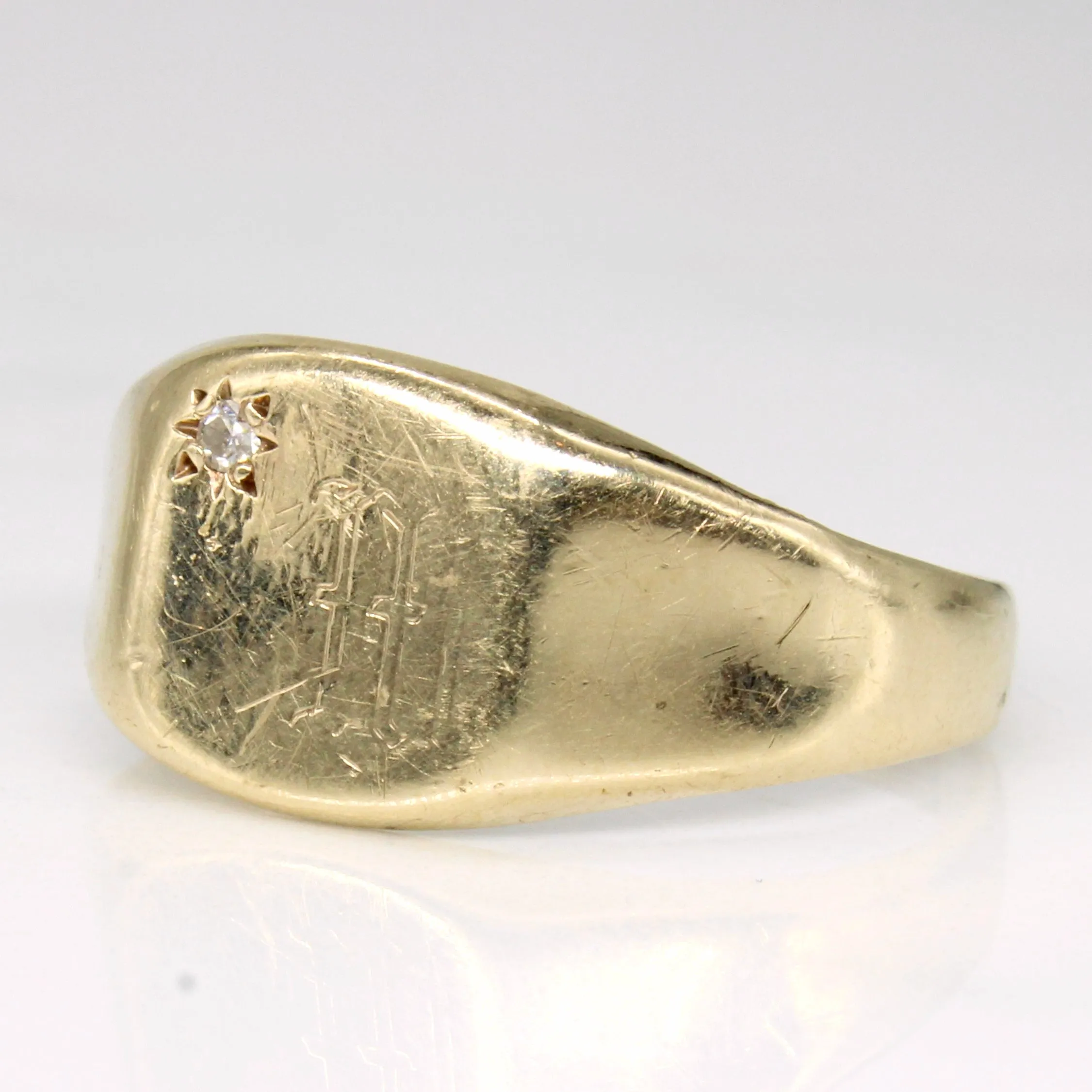 Diamond Initial Signet Ring | SZ 10.75 |