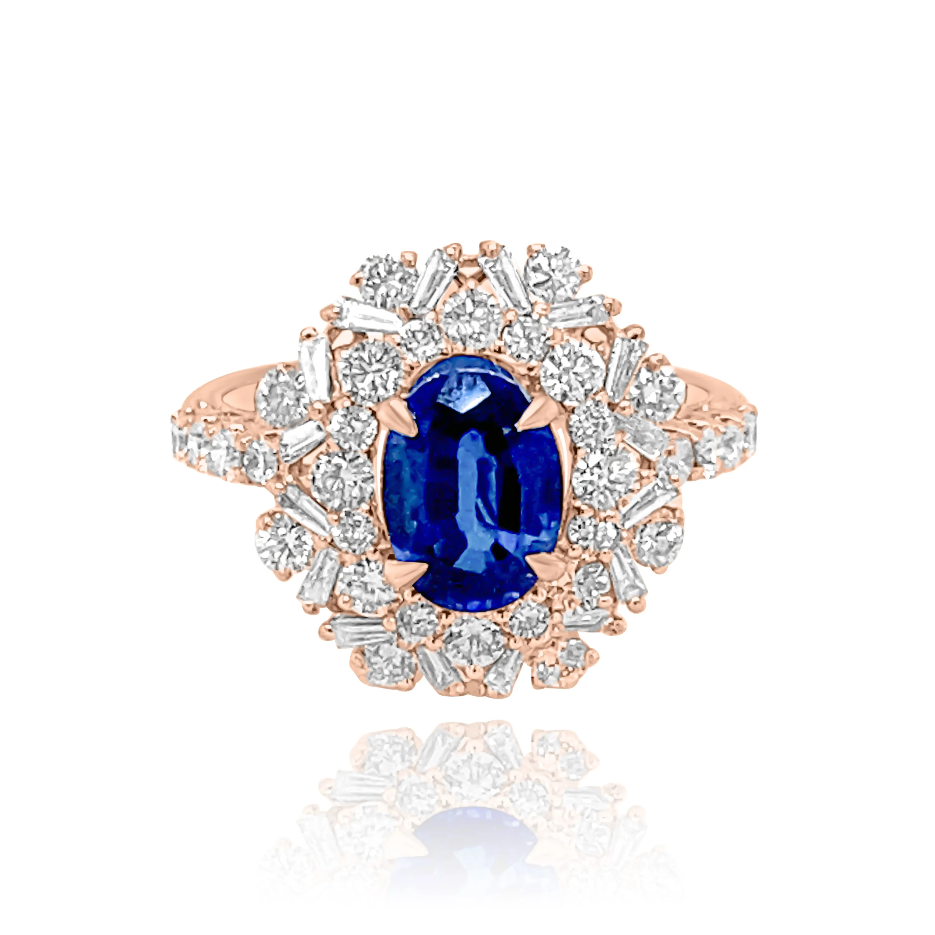 DIAMONDS & SAPPHIRE "ELEANOR" RING.