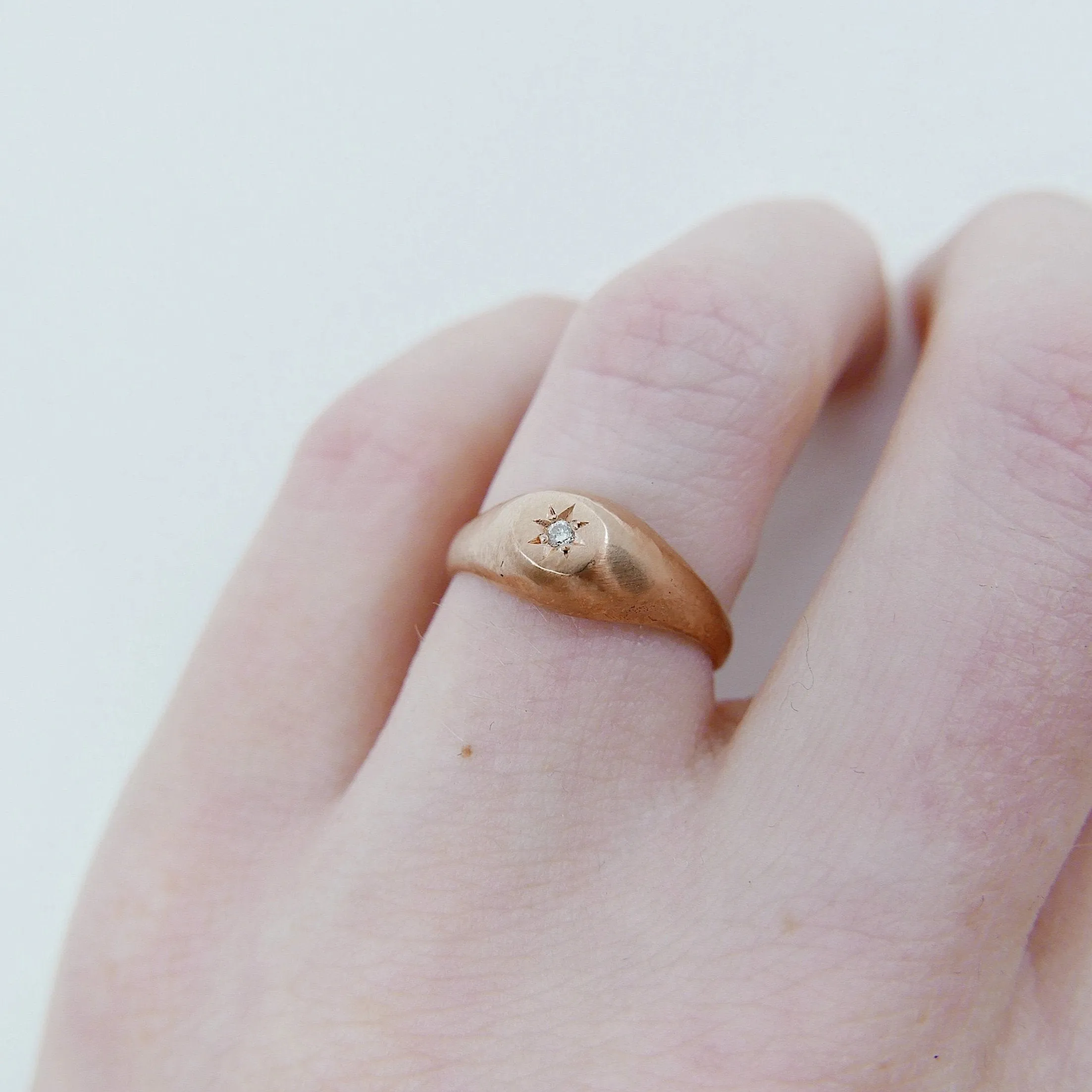 Dome Signet Diamond Ring