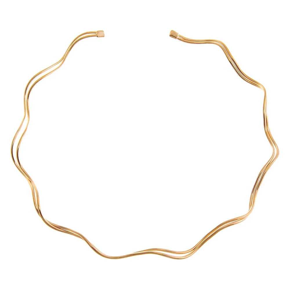 Double Solid Squiggly Collar Choker Necklace