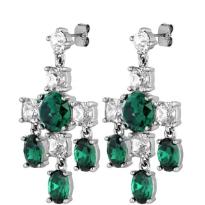 Dyrberg Kern Leonora Silver Statement Drop Earrings - Green