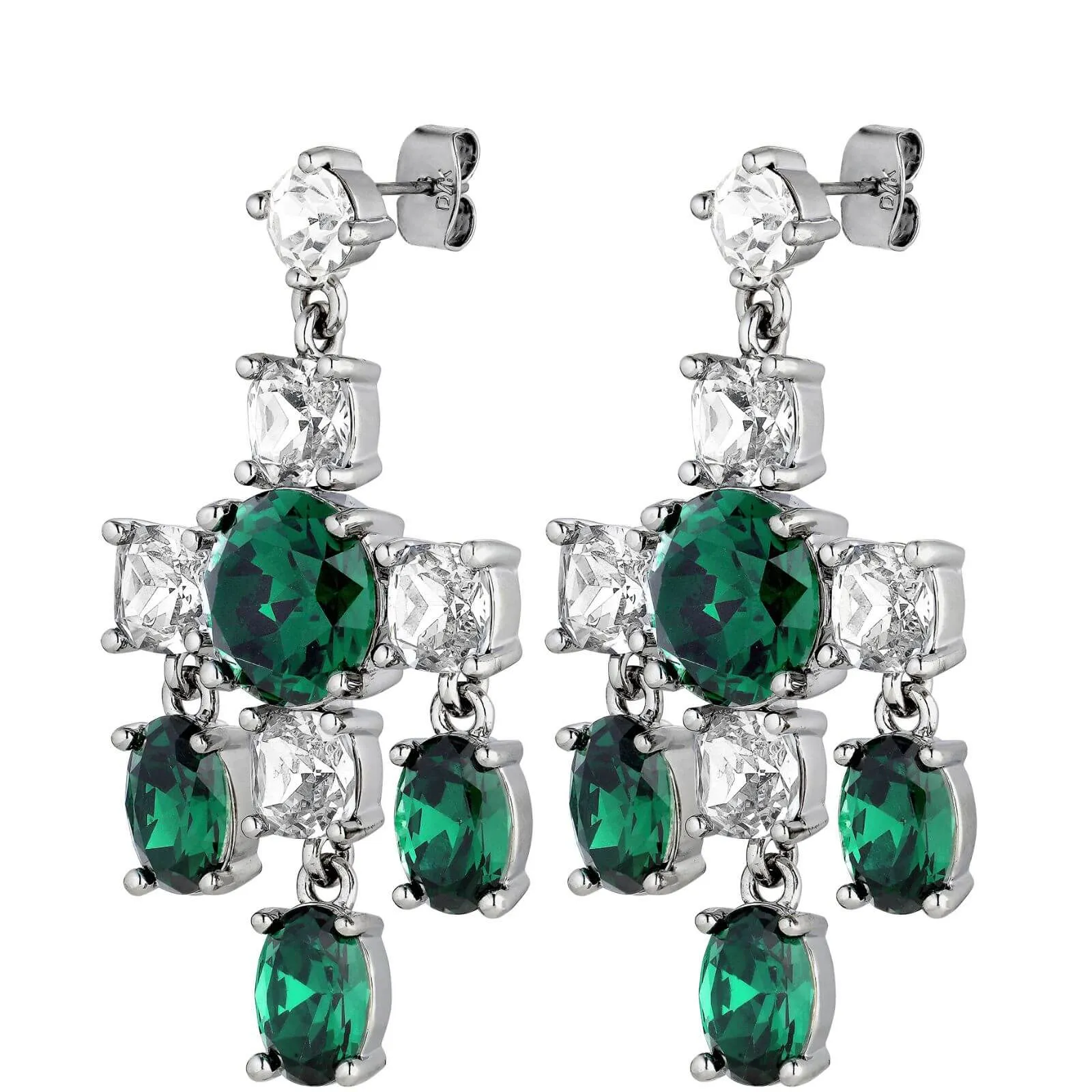 Dyrberg Kern Leonora Silver Statement Drop Earrings - Green