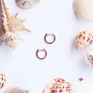 Earring Hoop Rose Gold Vermeil with Cubic Zirconia Inlay Large, Single or a Pair