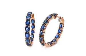 Earrings 18kt Gold Hoops Diamonds & Sapphires