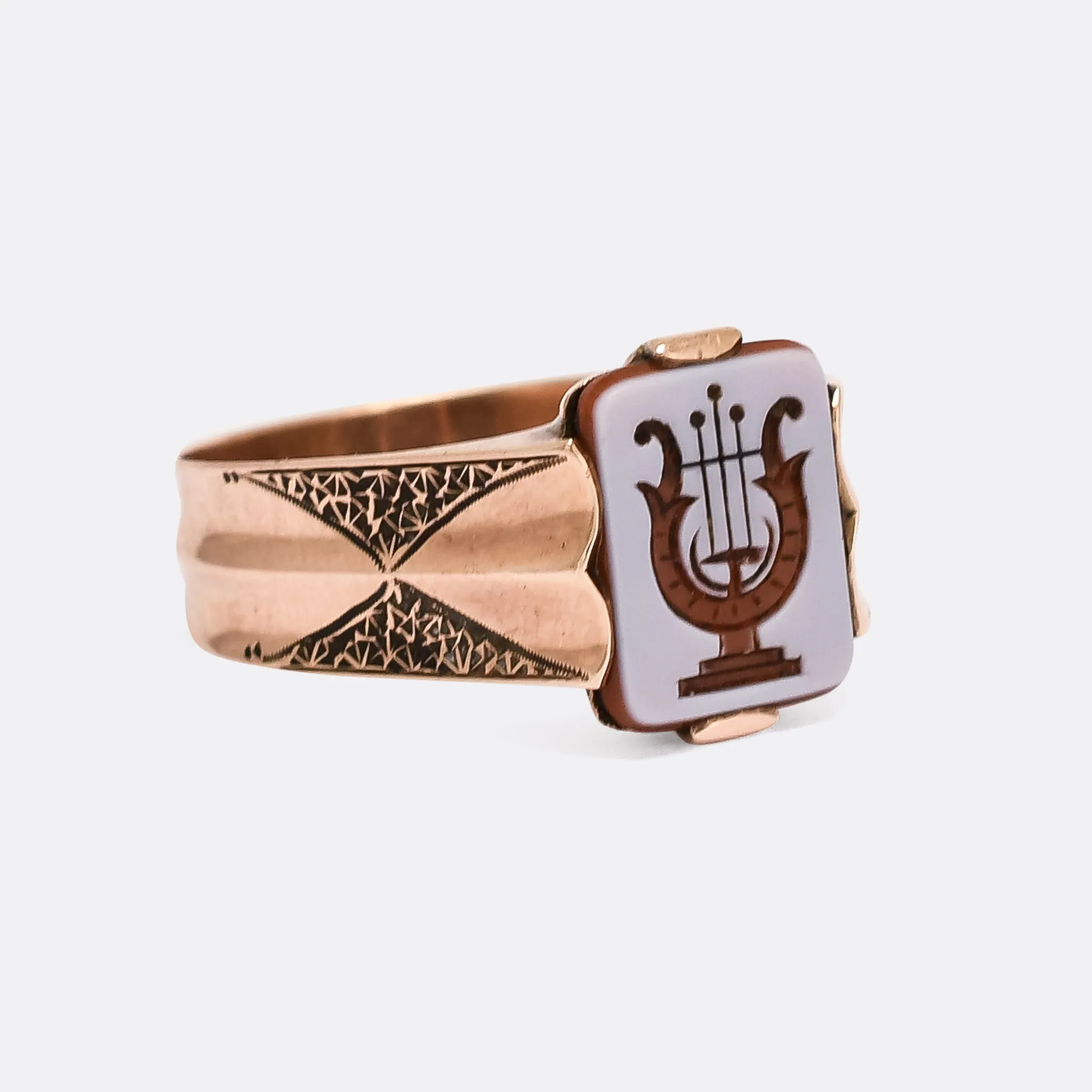Edwardian Lyre Intaglio Signet Ring