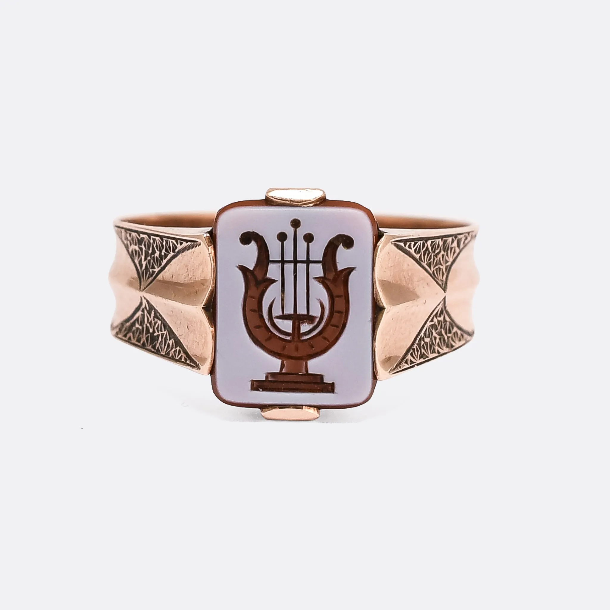 Edwardian Lyre Intaglio Signet Ring