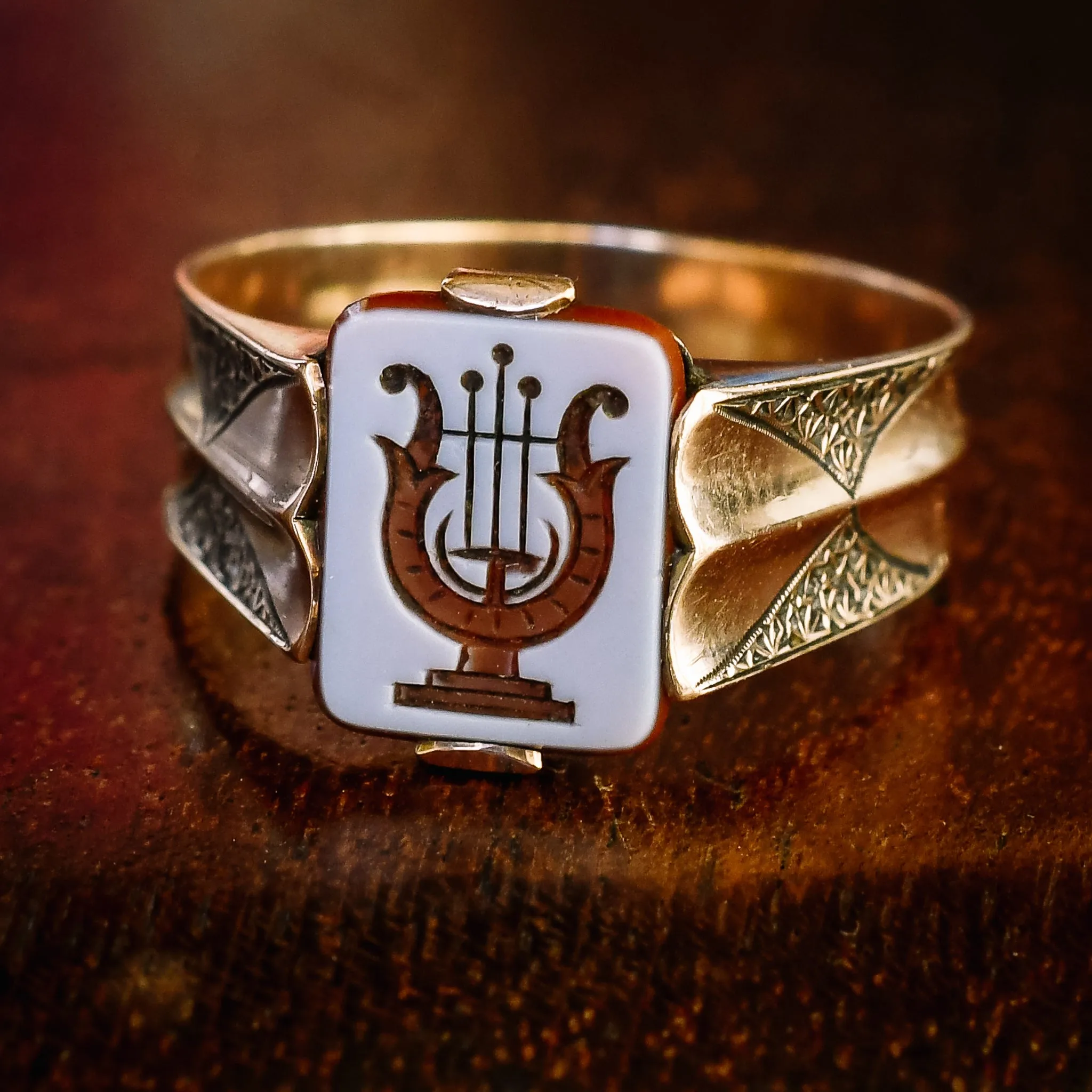 Edwardian Lyre Intaglio Signet Ring