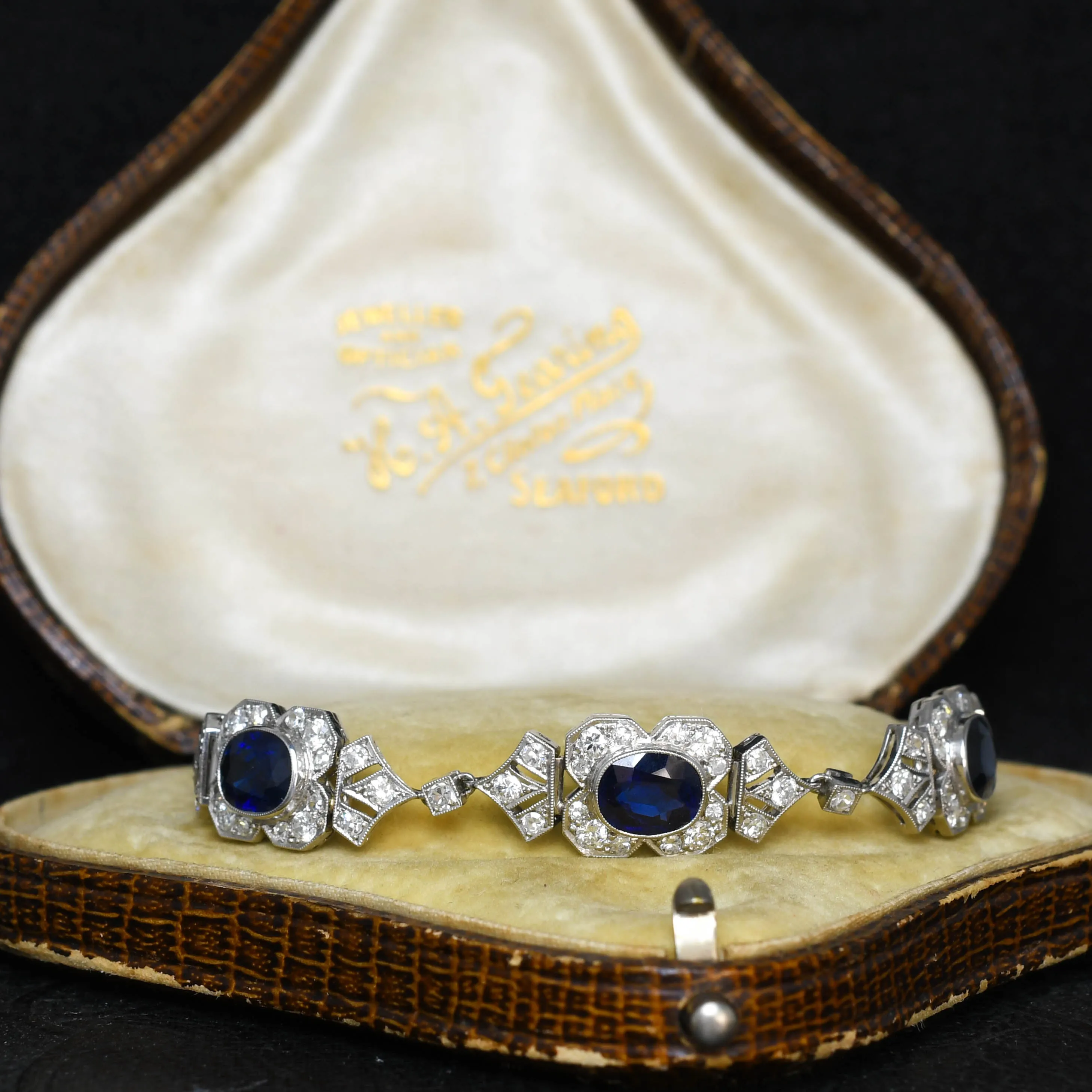 Edwardian Sapphire & Diamond Platinum Bracelet
