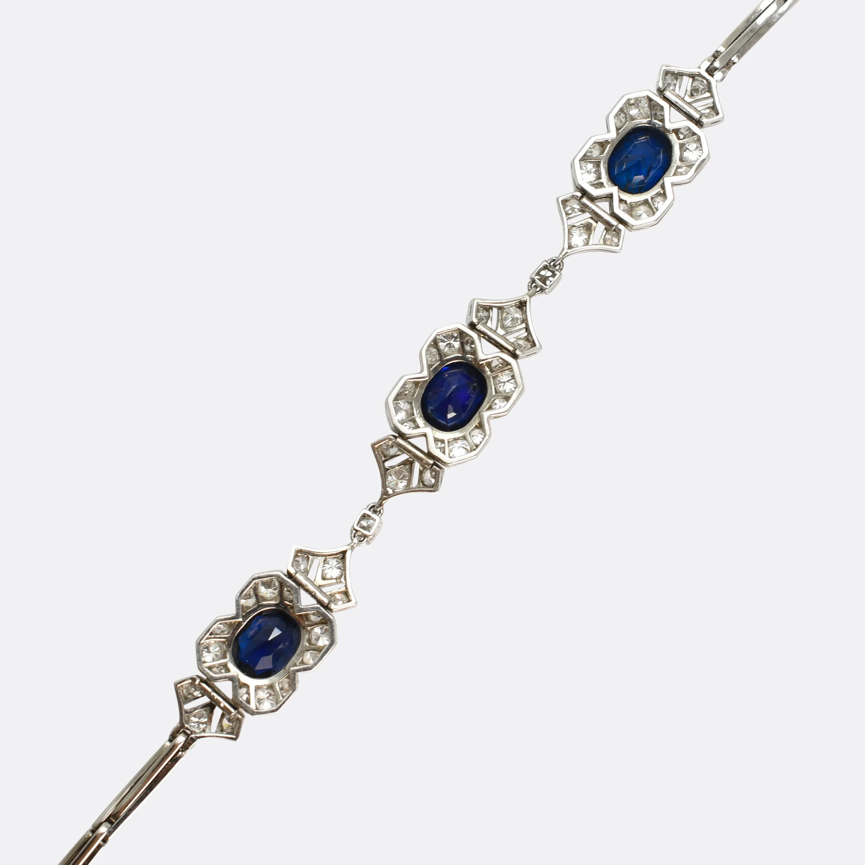 Edwardian Sapphire & Diamond Platinum Bracelet