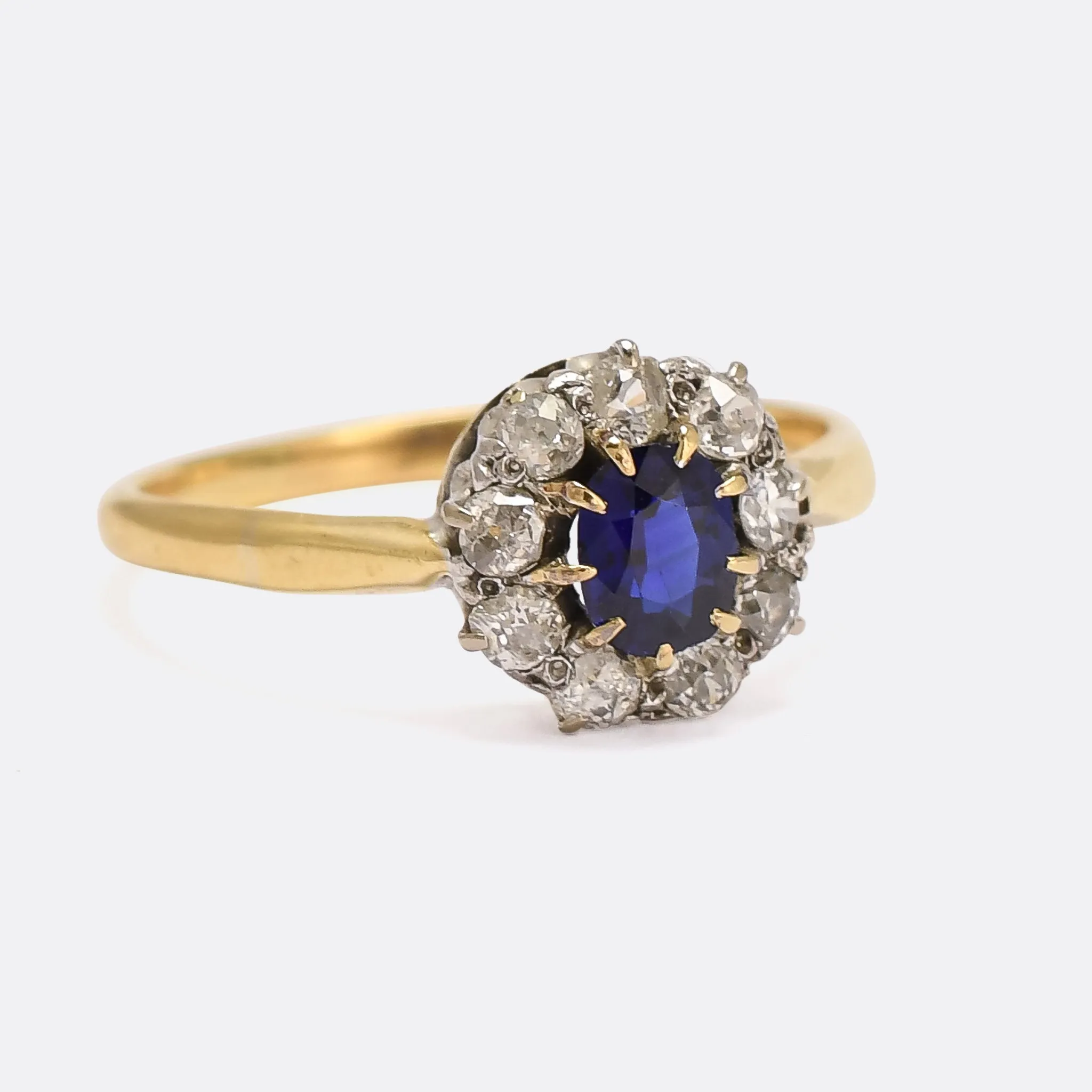 Edwardian Sapphire & Diamond Round Cluster Ring