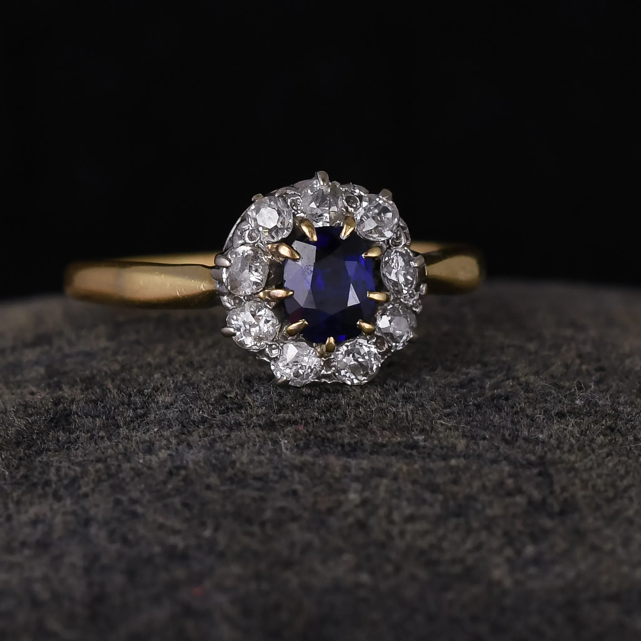 Edwardian Sapphire & Diamond Round Cluster Ring