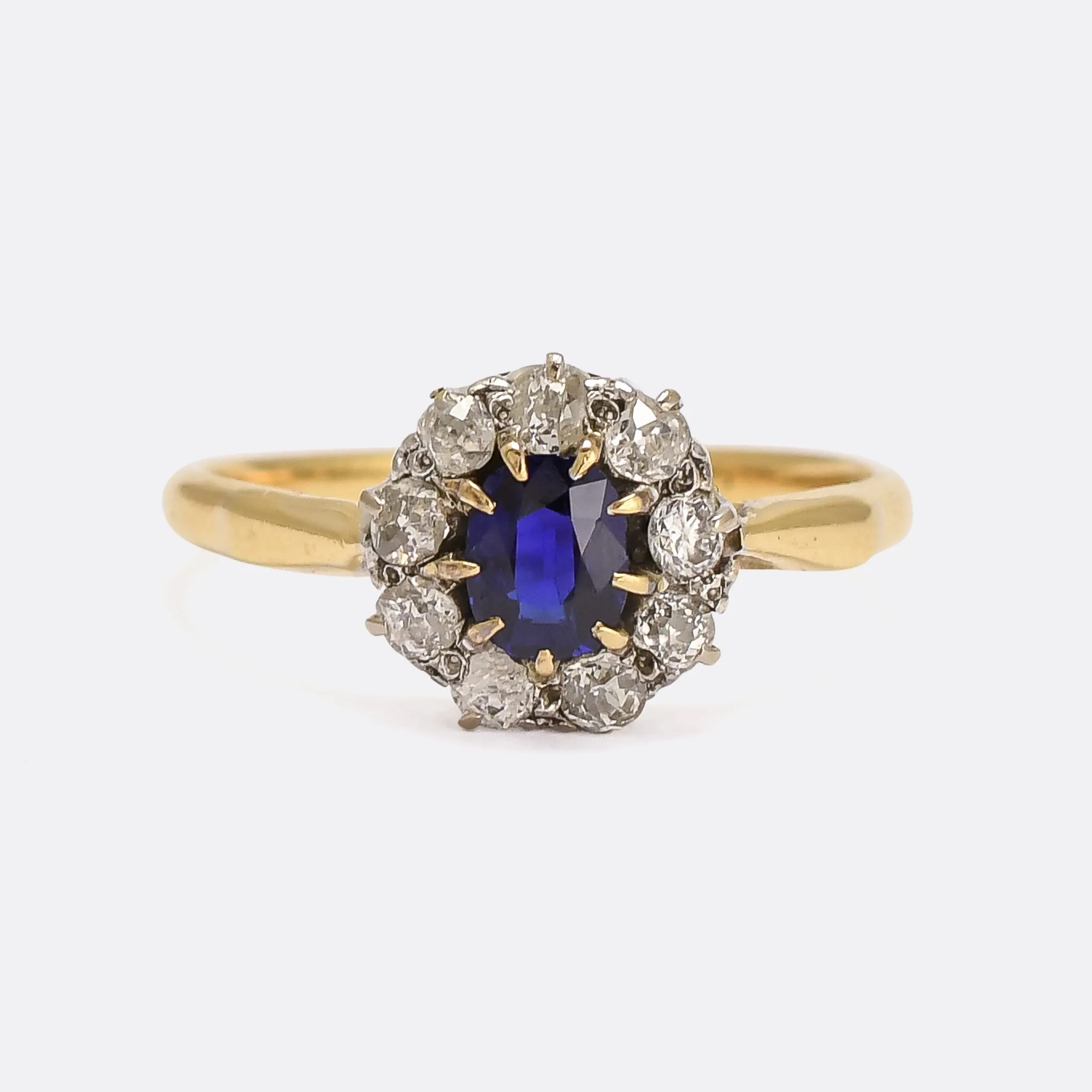 Edwardian Sapphire & Diamond Round Cluster Ring