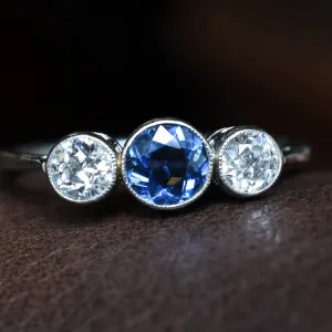 Edwardian Sapphire & Diamond Trilogy Ring