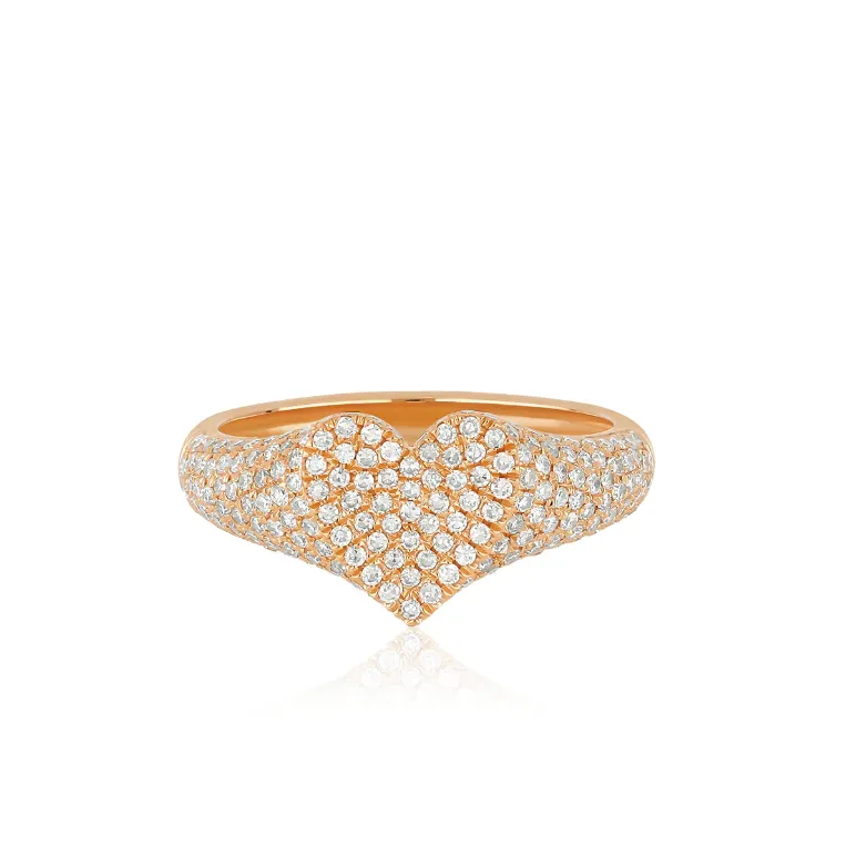EF Collection Diamond Heart Signet Ring