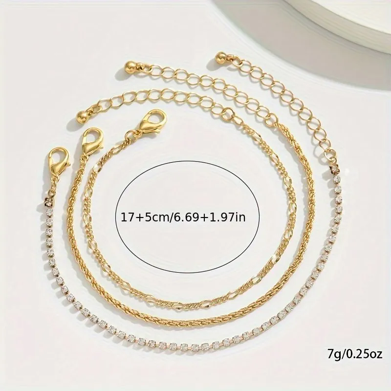 Elegant Gold Chain Link Bracelet Set
