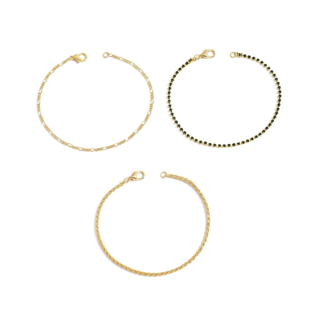 Elegant Gold Chain Link Bracelet Set