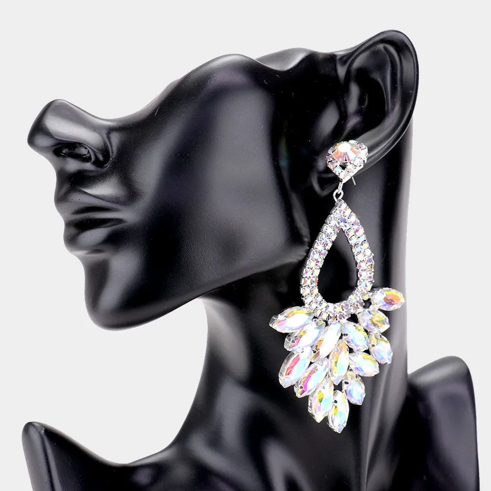 Elegant Marquise AB Crystal Cluster Chandelier Pageant Earrings  / Prom Earrings | 486805