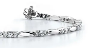 Elliptical Link Lab-Grown Diamond Bracelet with 3.08 ct.(finished) 2.5mm, 3.5mm