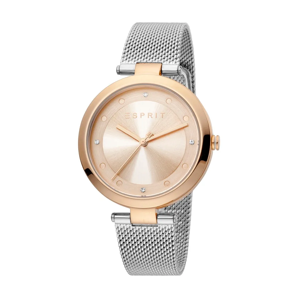 Esprit Ladies WatchÂ Silver Color Mesh Bracelet With White Dial