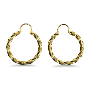 Estate 18k Yellow Gold Twisted Hoop Earrings