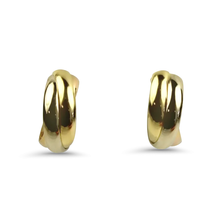 Estate 18k Yellow, White, and Rose Gold Trinity Hoop Earrings