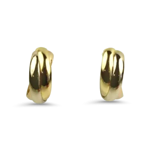 Estate 18k Yellow, White, and Rose Gold Trinity Hoop Earrings
