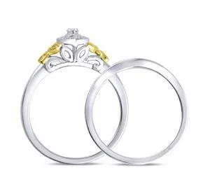 EternalDia 1/10 Ct Marquise Diamond Frame Butterfly Collar Bridal Set in 10K White Gold
