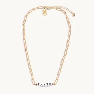 Faith Paper Clip Chain Necklace