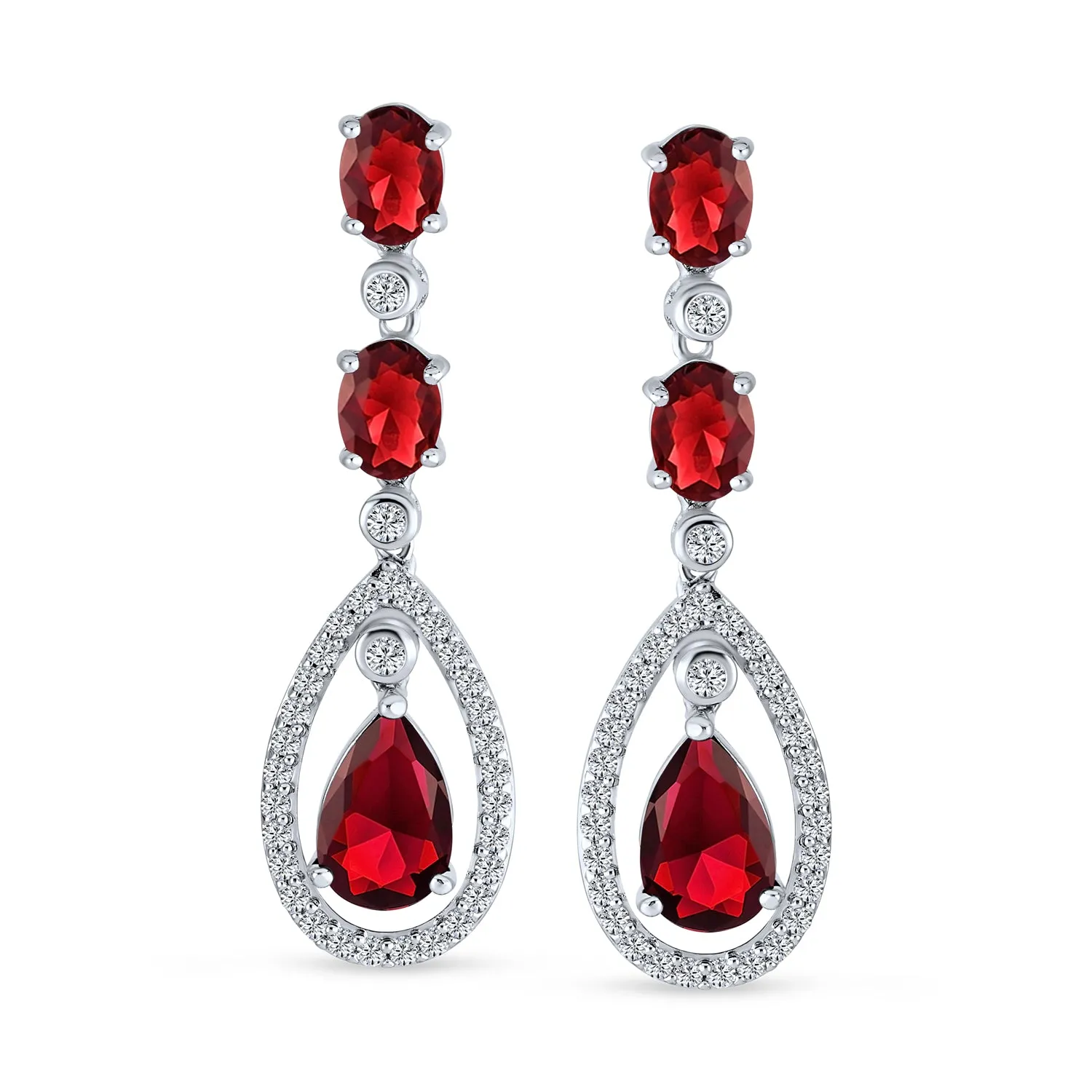 Fashion Art Deco Wedding Gemstone Dangle Chandelier Earrings Silver Plated