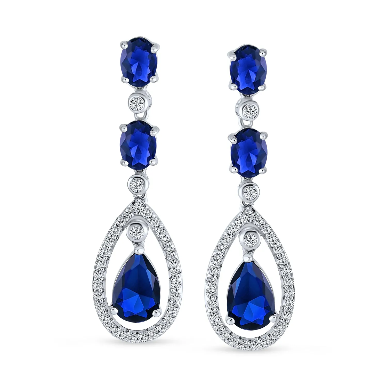 Fashion Art Deco Wedding Gemstone Dangle Chandelier Earrings Silver Plated