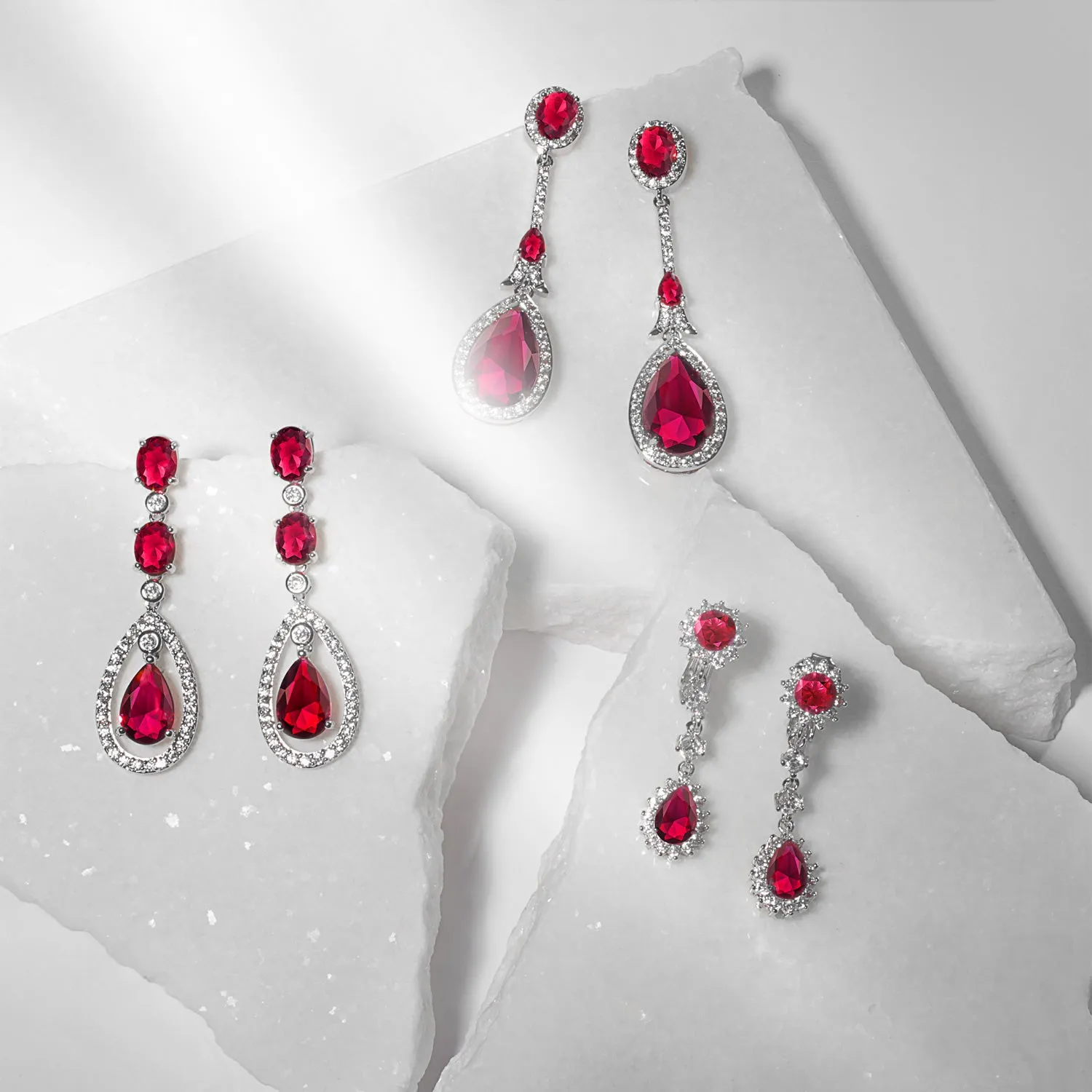 Fashion Art Deco Wedding Gemstone Dangle Chandelier Earrings Silver Plated