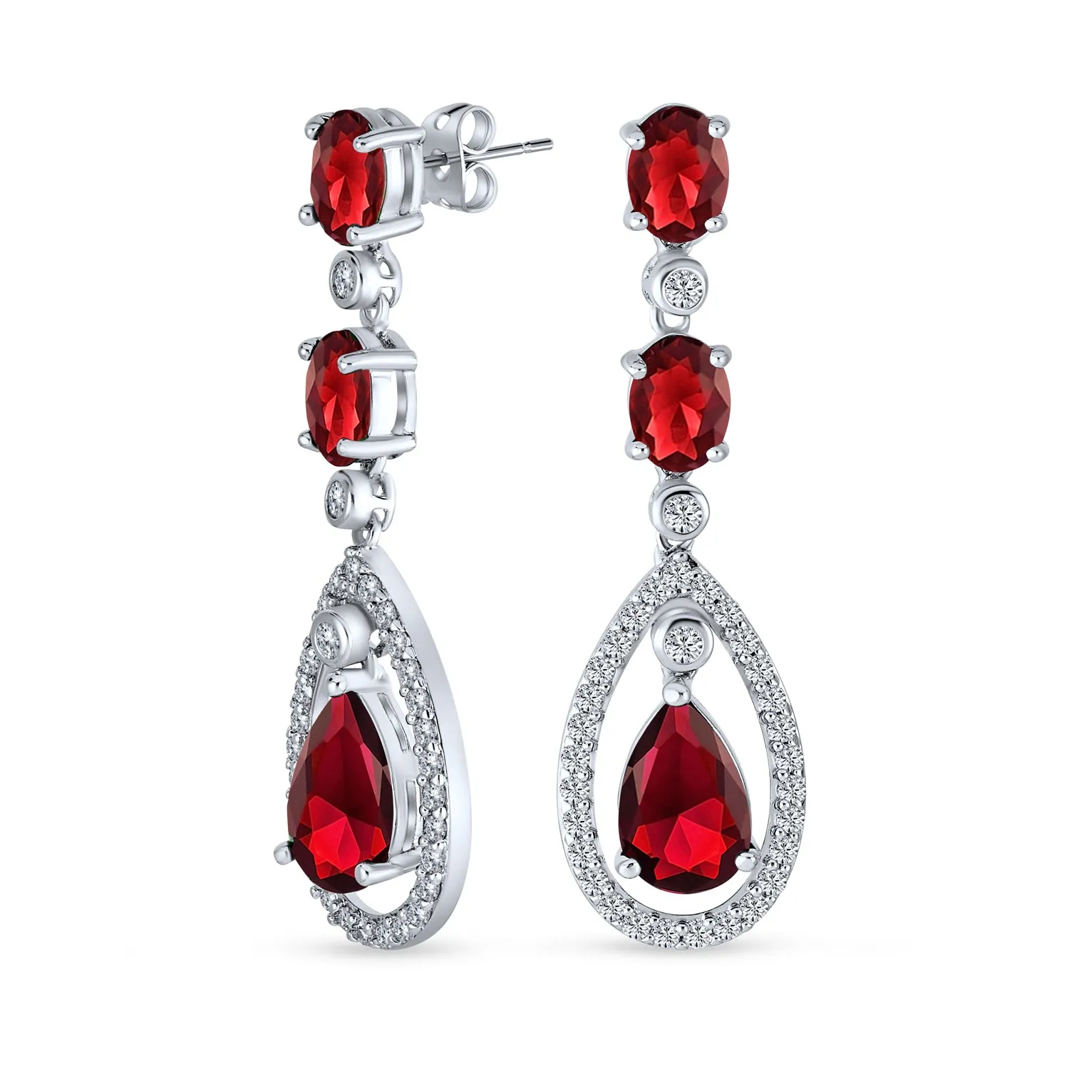 Fashion Art Deco Wedding Gemstone Dangle Chandelier Earrings Silver Plated