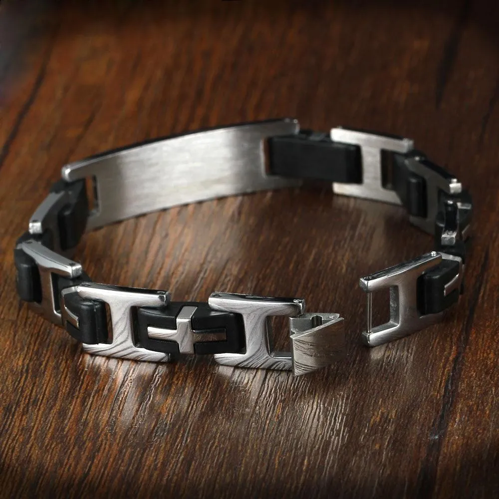 Fashion Stainless Steel Punk 220mm length Cross Bracelets for Men, Best Black Bracelets Gift for Dad