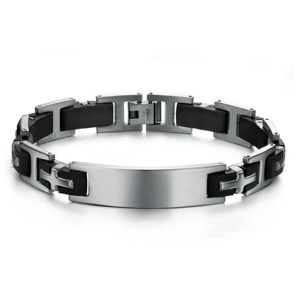 Fashion Stainless Steel Punk 220mm length Cross Bracelets for Men, Best Black Bracelets Gift for Dad
