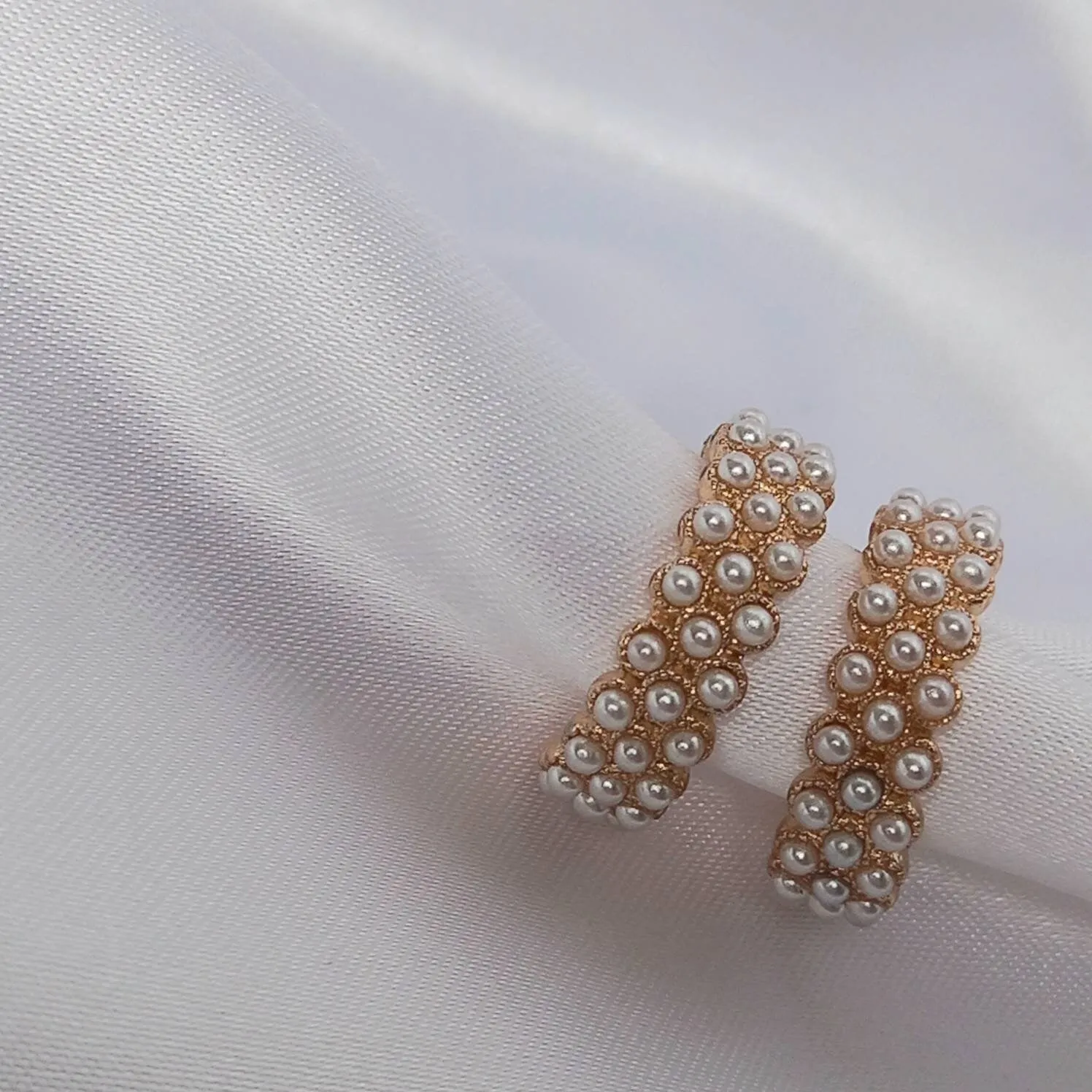Faux Pearl Hoop Earrings - Pearl Earrings In The UK,Pearl Jewellery In The UK,Small Hoop Earrings,Bead Earrings, Bead Jewellery,Gold Hoops