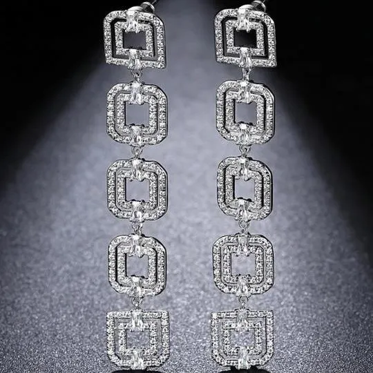 Five Square Crystal Drop Earrings – Maestro Hennessy ®