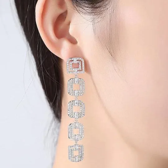 Five Square Crystal Drop Earrings – Maestro Hennessy ®