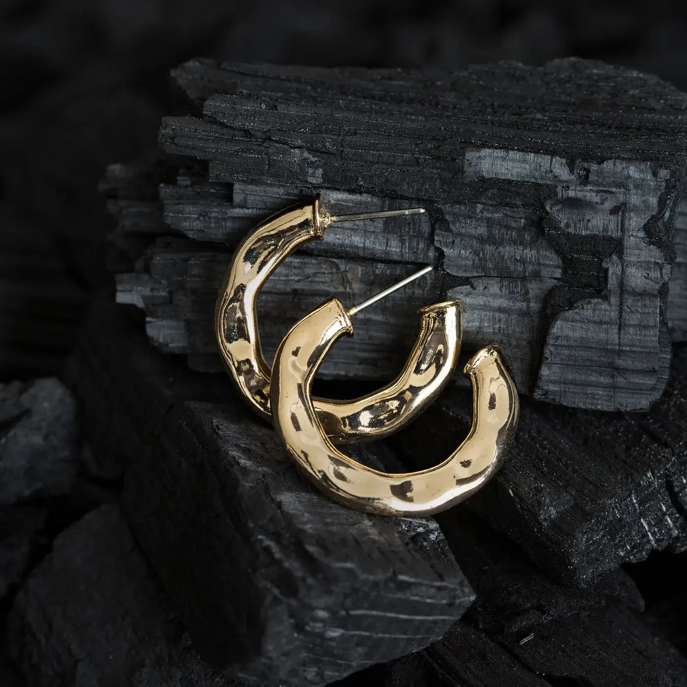Flat Hammered Hoop Earrings