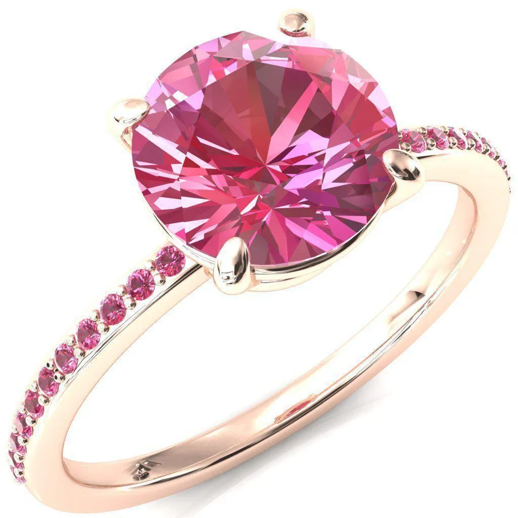 Flora Round Pink Sapphire 1/2 Eternity Accent Pink Sapphire Ring