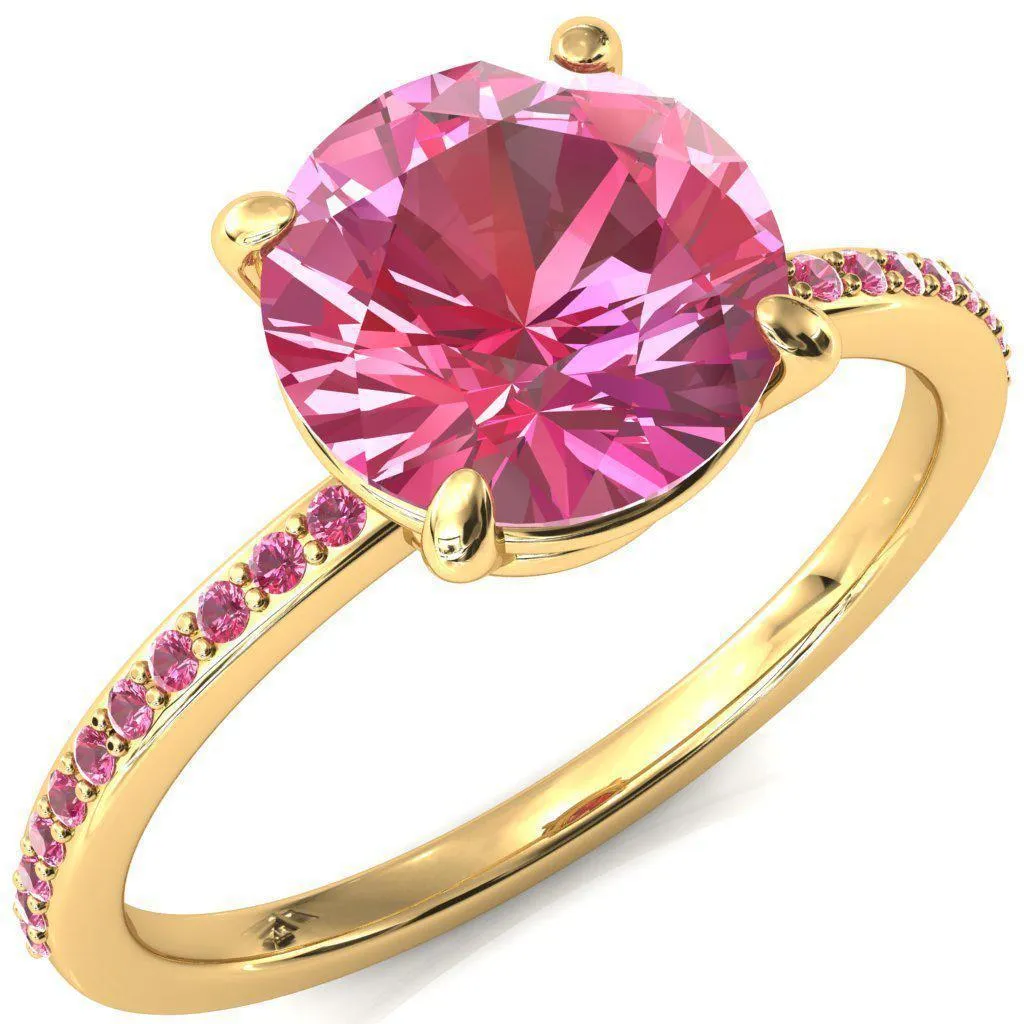Flora Round Pink Sapphire 1/2 Eternity Accent Pink Sapphire Ring