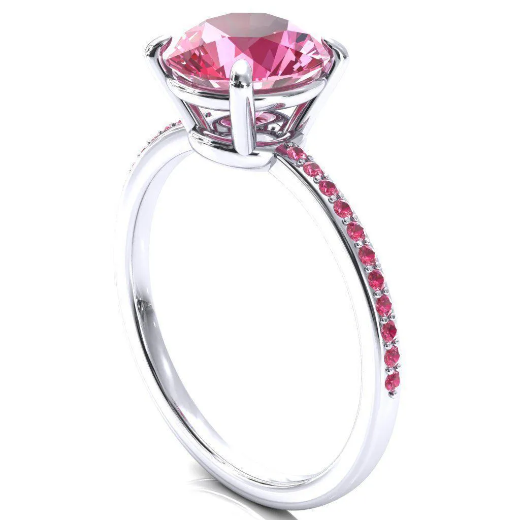 Flora Round Pink Sapphire 1/2 Eternity Accent Pink Sapphire Ring