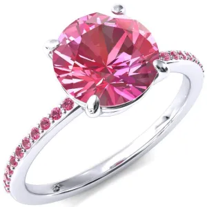 Flora Round Pink Sapphire 1/2 Eternity Accent Pink Sapphire Ring