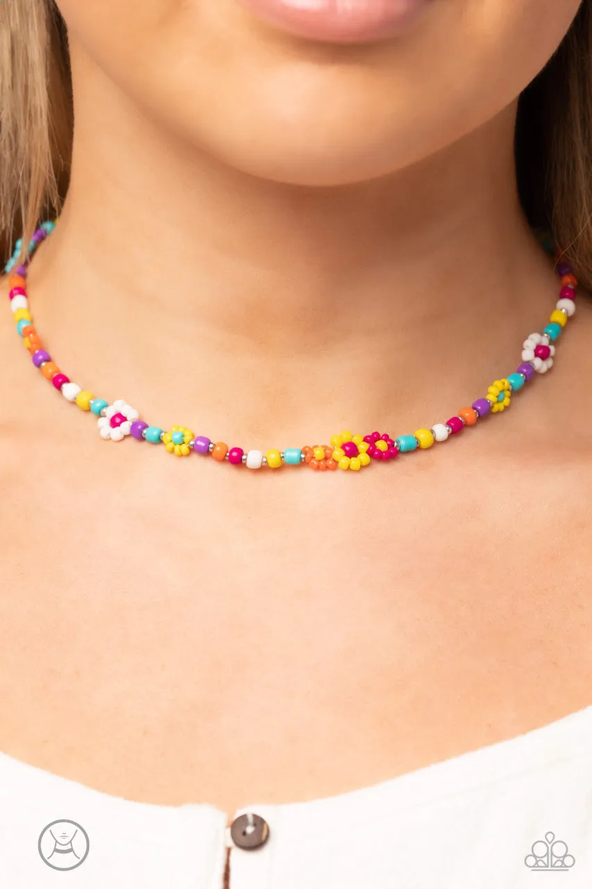 Flower Child Flair - Multi BL - Seed Bead Colorful Paparazzi Choker Necklace
