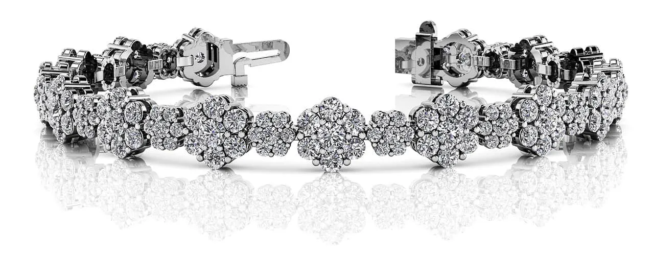 Flower Cluster Lab-Grown Diamond Bracelet with 8.46 ct.(finished)