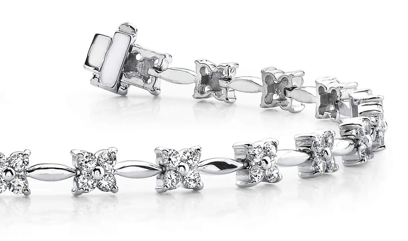 Flower Link Lab-Grown Diamond Bracelet with 2.94 ct.(finished) 2.1mm
